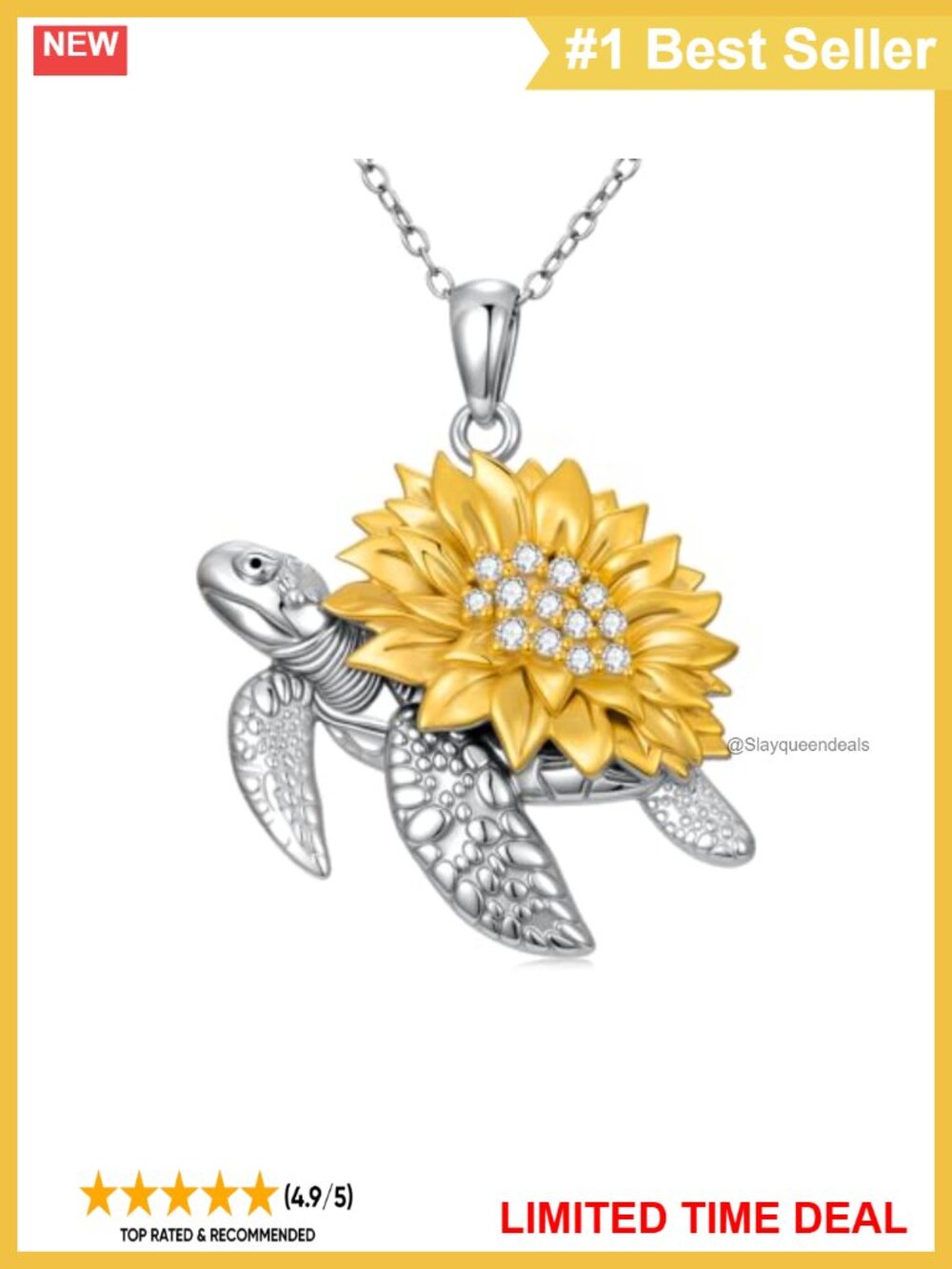 925 Sterling Silver Sea Turtle Necklace Good Luck Pendant Gift